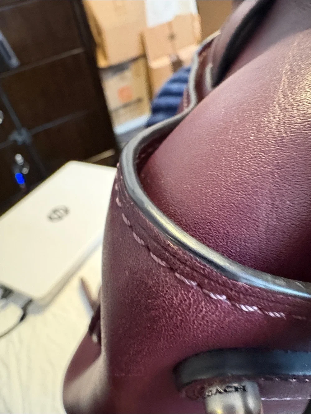 Coach Ace glove tanned leather Satchel Oxblood with Braided Handles.